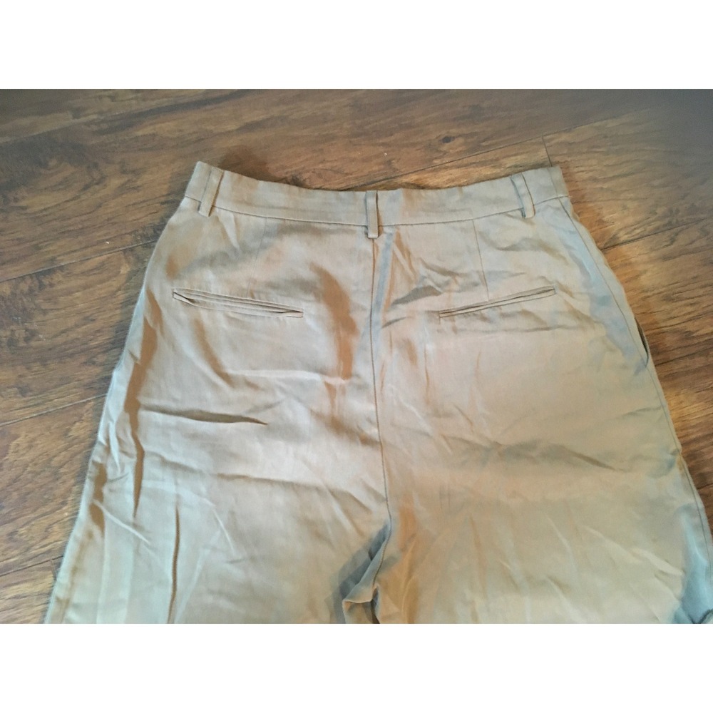 Reformation Pleated Wide Leg Trousers Khaki High Rise Pants Size 10 - Picture 5 of 5